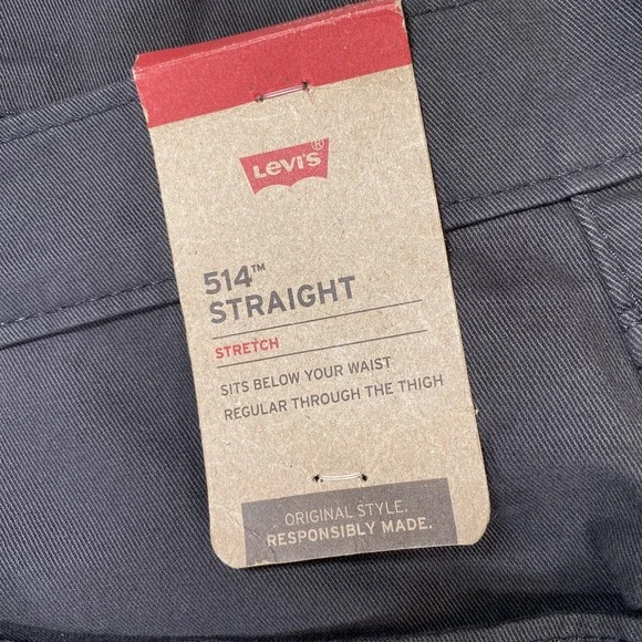 Levi's 514 Jeans Mens 40x32 Gray Straight Leg Stretch Denim 5 Pocket Zip Fly - Picture 6 of 13
